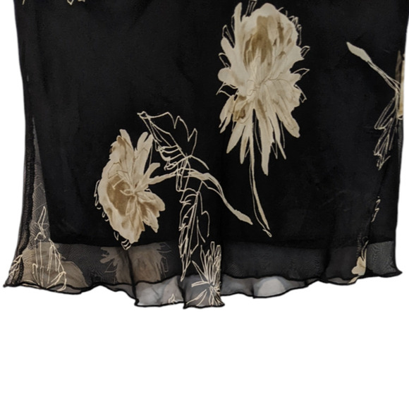 VTG 90s Floral Blouse Flutter Cap Sleeve 10 Sheer Overlay Whimsigoth Witchy Top - Picture 6 of 10